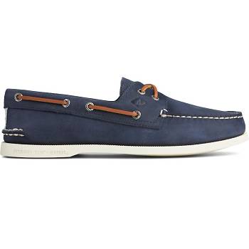 Sperry Authentic Original Cross Lace Seersucker Tmavomodre - Panske Mokasíny